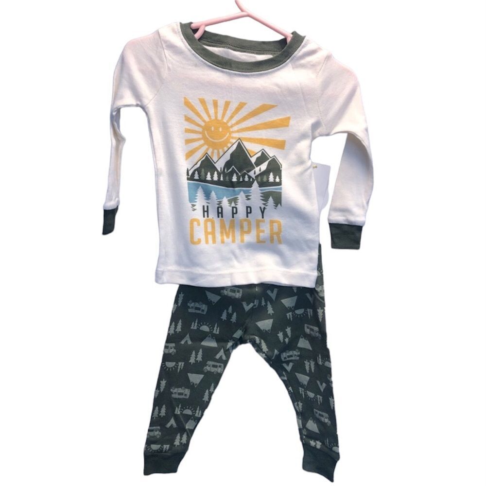 Wonder Nation Happy Camper long sleeve/pants Pajama Set, 12 Months